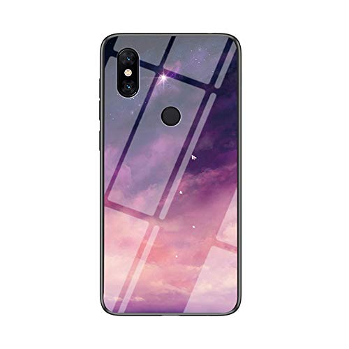MadBee Funda para Xiaomi Mi Mix 3 [con Protector de Pantalla],9H Cristal Templado [Cielo Estrellado] + Borde de TPU Silicona Suave Fundas Case Cover (Cielo Estrellado Púrpura)