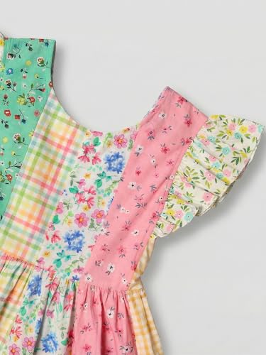 Image of Kids Girls Printed Embroidered Fusion Dress | Handmade Crafted Designer Ethnic Wear | 100% Cotton