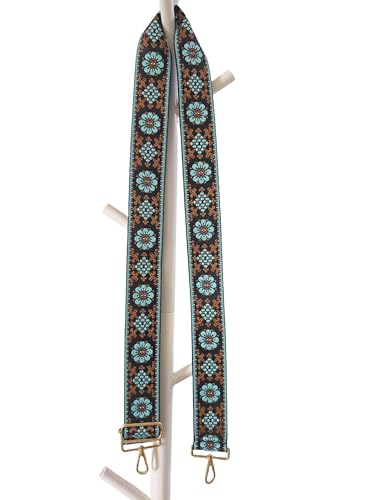 Image of Flower Purse Strap Replacement Embroidery Crossbody Shoulder Strap for Handbag Canvas Purse Extender Accessories