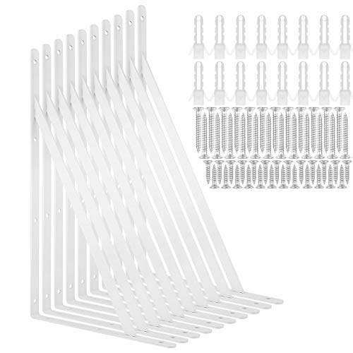 Équerres murales en acier blanc de 40,6 cm finition supérieure