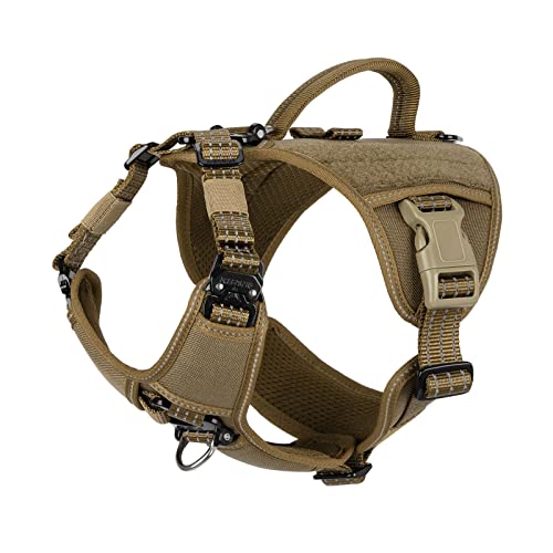 Icefang Gn8 Quick-Moving Tactical Dog Harness With Handle ,Reflective In Training Walking K9 Vest,No-Pull Front Lead ,5-Points Adjustable,Hook And Loop Panels (Small (Pack Of 1), Qd-Brown) #TOP27