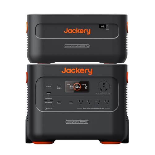 Jackery Explorer 2000 Plus Portable Power Station with Extra Battery, 4085Wh LiFePO4, 10-Year Lifespan, 3000W Output, Expandable to 24kWh, UPS Home Backup for Camping, Emergency(Solar Panel Optional)