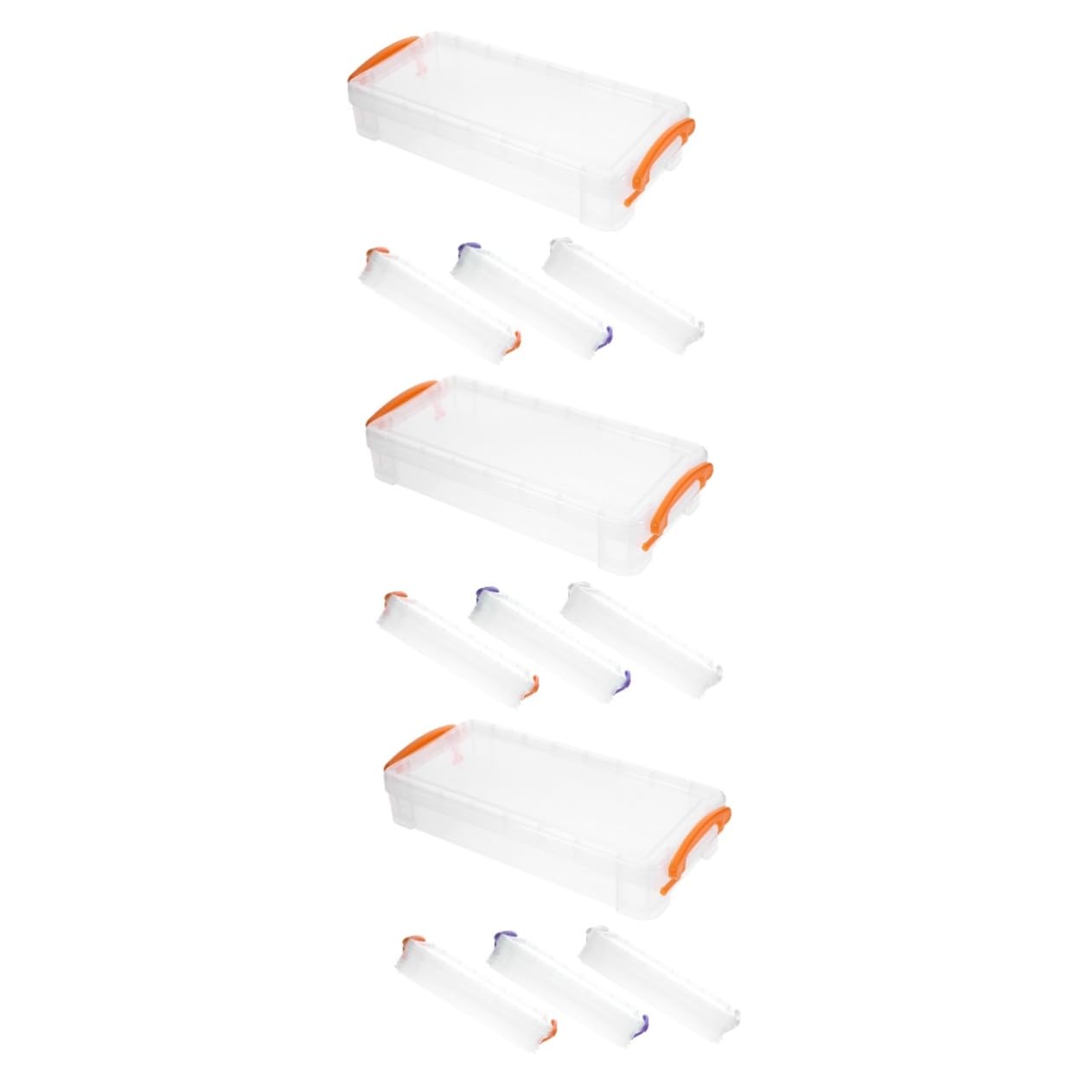 DOITOOL 3 Set Scatola Portapenne Trasparente Impilabile Da Capacità Per Cancelleria Adatta Per Scuola Ufficio E Casa Colore Casuale 4 Pezzi*3