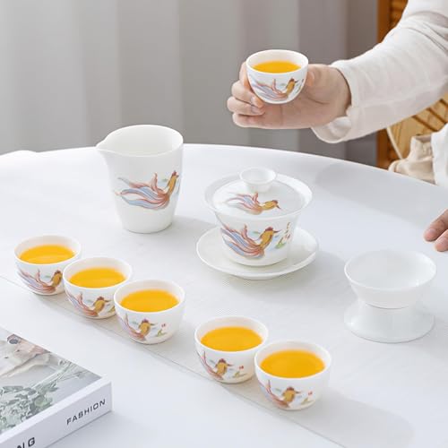 REOWONU Chinesisches Teeset Traditionelles Chinesisches Gongfu-Tee-Set für Erwachsene, Kung-Fu-Teeset mit 6 Tassen (JYMT Gaiwan6) – Ansicht 2