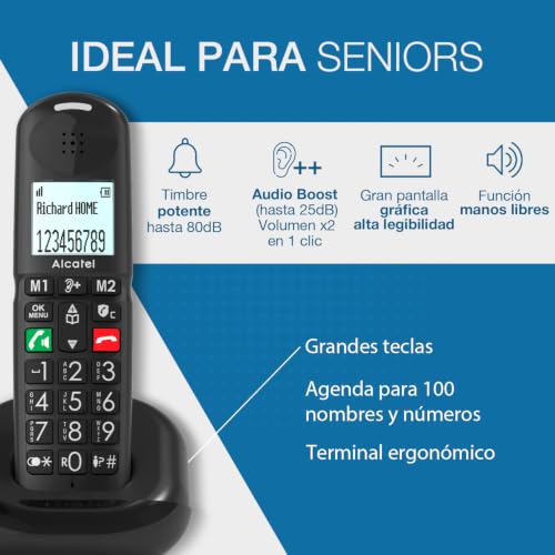 Miniatura 2 de Alcatel Xl685 Dúo - Teléfono Inalámbrico Dect Senior Tamaño Xl - Pantalla Gráfica - Teclas Grandes - Audio Boost - Manos Libres - Bloqueo De Llamadas - 2 Terminales - Negro