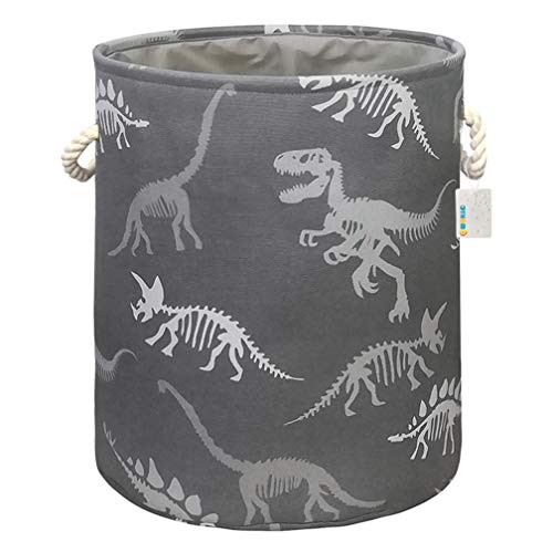 OYHOMO Panier à Linge en Toile Dinosaure Gris Bac de Rangement Pliable avec Poignées Corbeille à Linge pour Jouets, Vêtement, Chambre d’Enfant Cover