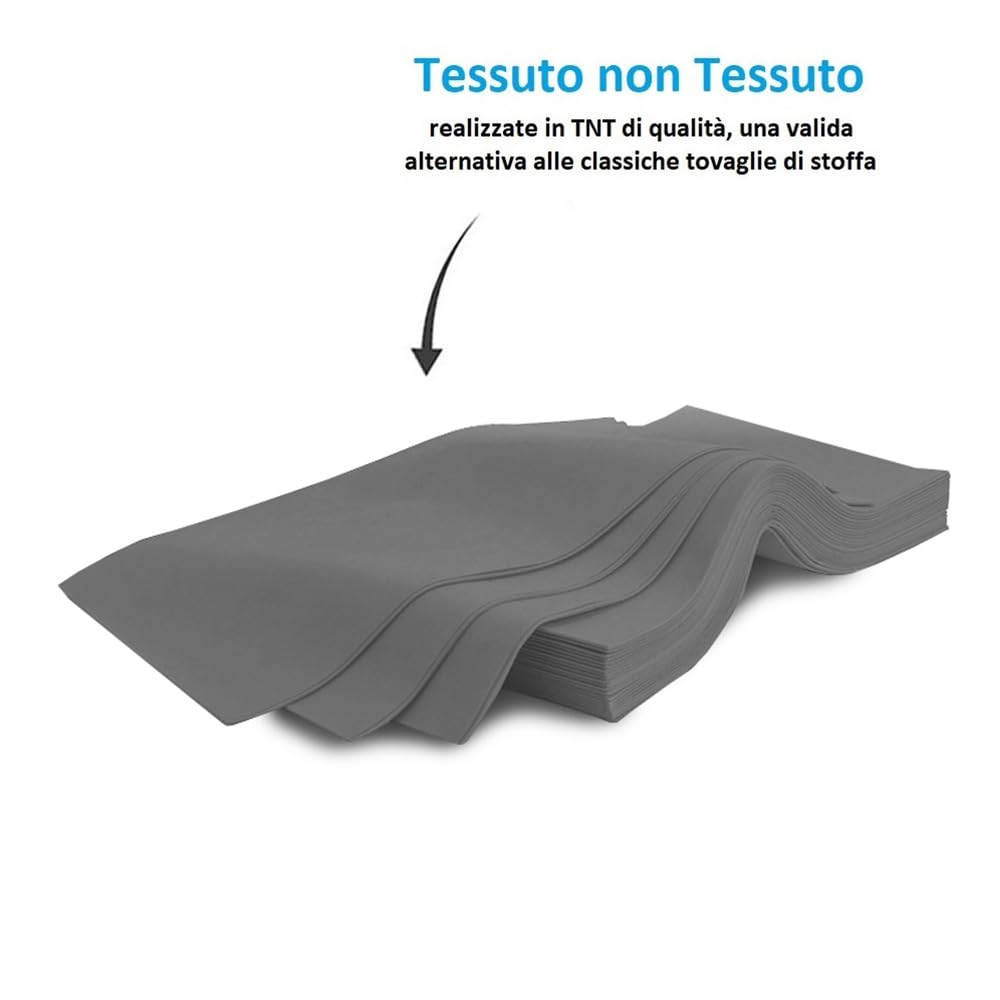 Palucart 100 tovaglie in tnt, misura 100x100 cm, colore Grigio, tovagliette coprimacchia tessuto non tessuto ideali per la ristorazione - F