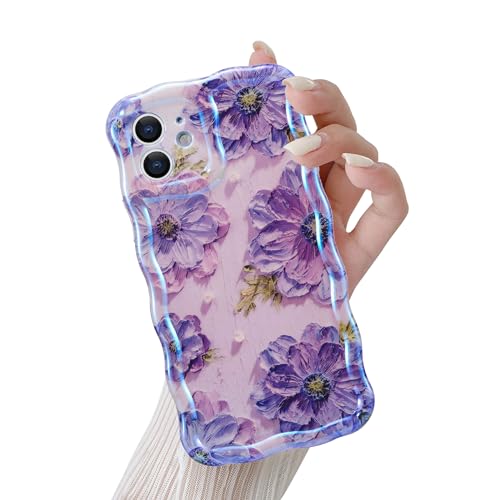 Coque iPhone 12 fleur résistant aux rayures étui mince souple lila