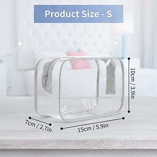 Tisratok 12 Pcs Clear Toiletry Bag For Women Men, Transparent Cosmetic Bag For Travel Makeup Organizer Tsa Approved Pouch - Grey,Small #TOP1