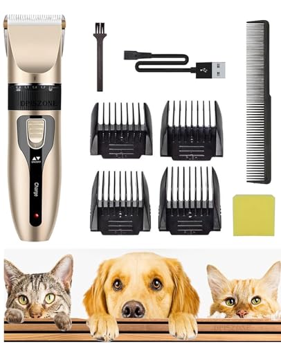 Image of DPISZONE Professional Automatic Rechargeable Pet Hair Trimmer with Comb for Dogs, Dog Cat Clipper Grooming Kit Low Noise Dog Hair Grooming kit for Dogs Cat Pet Trimmer