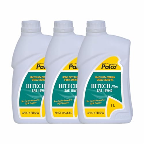 Image of PALCO Hitech Plus 15W40 Diesel Engine Oil 1 Litre (Pack of 3) for Heavy Duty Cars, Commercial Vehicles & Turbocharged Diesel Engines, EGR Compatible
