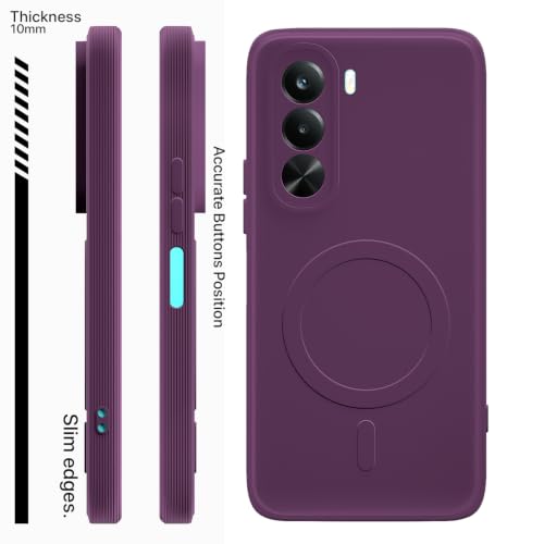 Image of Outlouders Back Cover for Realme P4x 5G Soft Matte Silicone Cover with Slim Fit | Mag-Safe Logo (Not Mag-Safe Compatible) | Shockproof | Camera Protection Bumper Case (Purple)