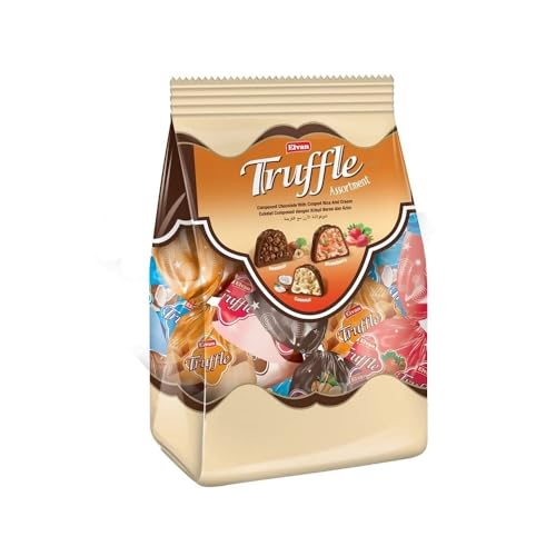 Image of Elvan Truffle Assortment Mini Bag, Truffle Mix Assortment Of Hazelnut, Strawberry and Coconut flavoured cream filled rice puff milk cocoa products (150 gram) (Pack of 1)