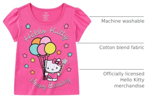 Image of Hello Kitty Sanrio Birthday Girls Short Sleeve T-Shirt for Toddlers and Big Kids