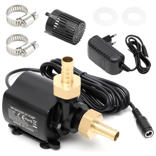 12V Wasserpumpe mit 5-Gang-Drehzahlregelung, 800L/H Tauchpumpe Wasserpumpe Klein Teichpumpe, 5M Förderhöhe, Aquariumpumpe, Wasserspielpumpe, Springbrunnenpumpe Mini Pumpe Wasser Aquarium Pumpe