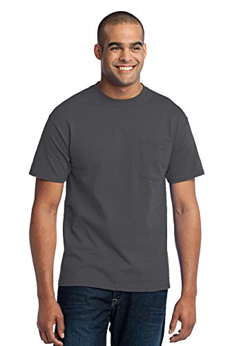 Port & Company Men's Cotton/Polyester T-Shirt with Pocket - XXXXXX-Large - Charcoal
