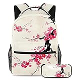 [TBOUOBT] トラベル バックパック セット 軽量 ラップトップ カジュアル バックパック レディース メンズ、伝統的な和風桜