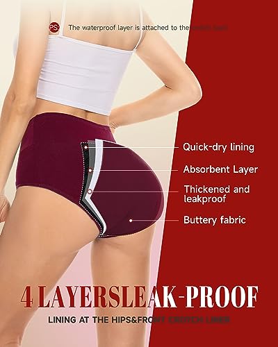 Rdiner Heavy Flow High Absorbency Period Underwear Women, Leakproof Panties Postpartum Menstrual Hipster Briefs Teens 3 Pack3