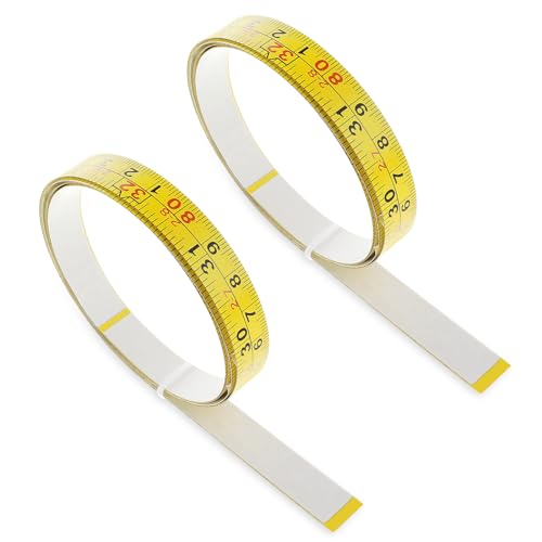 Ouligay 2pcs 39'' Measurement Tape with Adhesive Backing, Tape Measurer, Steel Self-Adhesive Small Measuring Tape for Workbench, Woodworking, Saw, Drafting Table, 1-Meter, Yellow