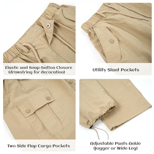 Image of Rolanko Parachute Pants for Girls Y2K Cargo Trousers with Pockets Harajuku Jogger Pants Kids 4-14 Years