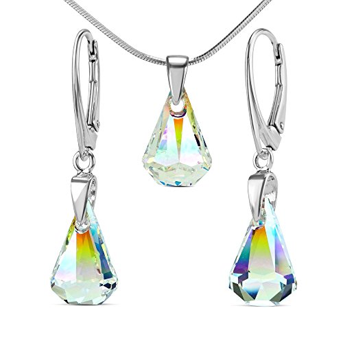 Preisvergleich Produktbild SILVEGO Damen Schmuck-Set mit Swarovski® Crystals XIRIUS Raindrop 14 mm