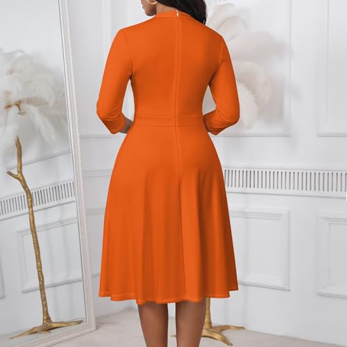 Image of PinkPatty Women's Casual A-line Midi Dresses 3 /4 Sleeve V Neck Fit and Flare Dress with Pockets