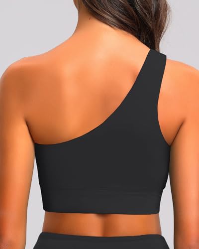 Holipick Women One Shoulder Bikini Tops Only Bathing Suit Top Sports Bra Swim Tops Longline Crop Top for Teen Girls2