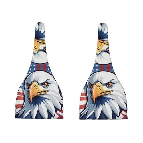 Newborn Baby Hat, Patriotic Bald Eagle Flag Print Soft Top Knot Beanie Cap, Cute Baby Headwear for 0-6 Months Black3