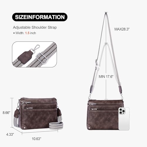 Image of Crossbody Bags for Women Rfid Travel Crossbody Purses Leather Handbags Medium Shoulder bag with Adjustable Strap