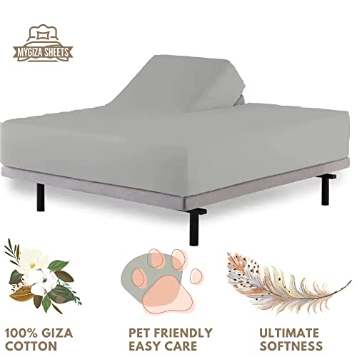 Flex Head King Sheets Sets For Adjustable Beds-Top Split King Sheets Sets (4 Pcs) King 34 Inch Down Sheets Silver Grey 15-18 Inch Deep Sheets #TOP3