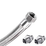 LISMODZ Compressor Jumper Hose, 20'Length 1' NPT Male - Flexible Industrial Grade Stainless Steel Hose with Two 1' Adapters, 450 PSI &750°F, Both Sides Fittings Rotate Freely