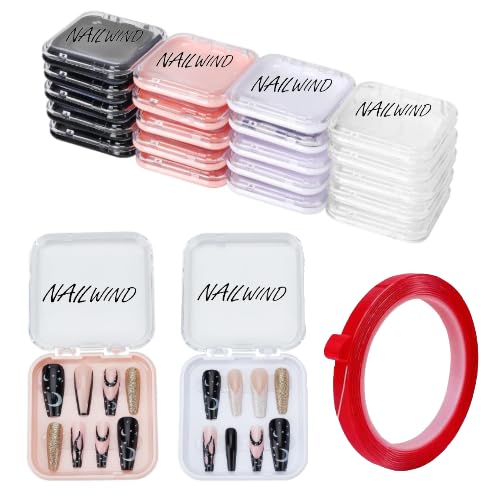 NAILWIND Press on Nail Storage Box, 12 Pcs with 1 Double Sided Tape, Transparent Acrylic Nail Display Organizer Case for Nail Salon - ( with out nails )-image-22