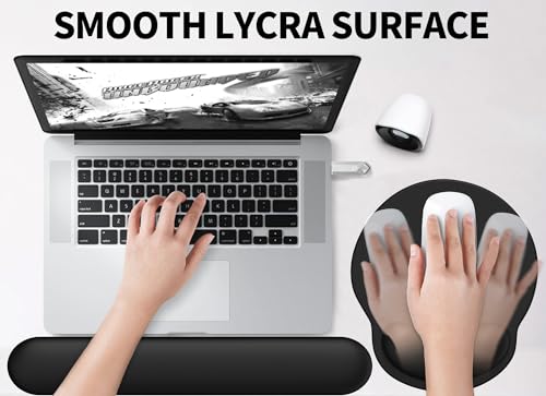 Image of eulps Mouse Pad Wrist Support, Ergonomic Memory Foam Keyboard Wrist Pad & Gel Wrist Rest Set for Computer Keyboard for Easy Typing & Pain Relief for Office & Home(Black Set)