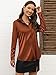 Womens Soft Satin Silk Button Down Shirts for Women Silky Long Sleeve Work Shirt Dress Blouses Tops Coffee Size L