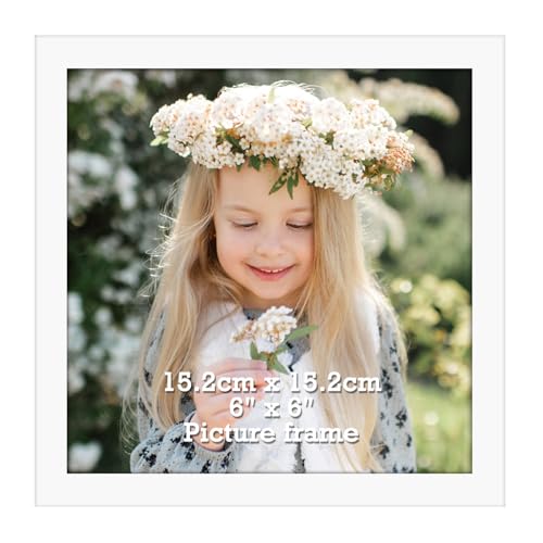 Vasemouh 6x6 Photo Frame White Single 6 x6 Square Picture Frame Horizontal or Vertical Wall Mounting and Tabletop Display for Home Office Gallery