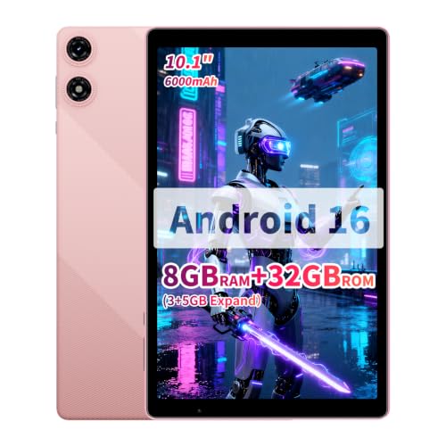 Image of Tablet 10 inch Android 16, 32GB+1TB Storage, 1280x800 IPS Pink