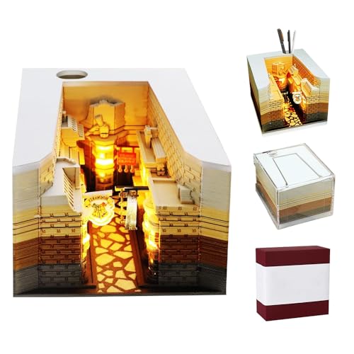 KQWVZ 3D Kalender Abreißen 2026 3D Kalender 2026 3D Notizblock mit Licht 2026 Tischkalender-Notizblock 3D Memo Pad Kalenders Abreißkalender mit Glasklarem Anzeigebox Diy Desktop-Ornament