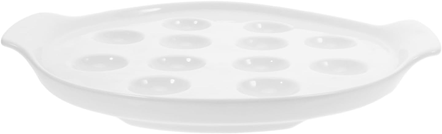 Escargot Baking Dish with Dual Handles Ceramic Seafood Plate for Gourmet Dishes for Restaurants and Home Cooking