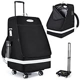 Orzbow Car Seat Carrier for Airport, Folding Car Seat Travel Bag & Cart with 4 Wheels and High Load-Bearing, Padded Gate Check Bag Fits Most Infant Car Seats & Carriers, Easy to Use, Black