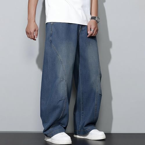 Mens Baggy Jeans Y2k Wide Leg Loose Fit Jeans Irregular Sutures Streetwear Denim Washed Hip Hop Pants2