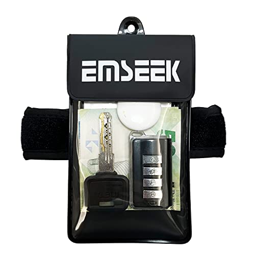 EMSEEK Armband Waterproof wallet Floating Surf Car Key Fob Case Beach dry bag ankle Waterproof Pouch Holder For GPS Key Money Credit Vaccine Card Driver License ID Badge (Black)
