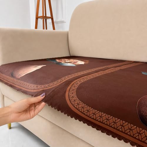 Image of Homerz Premium 'Luxe Series' Holland Velvet Sofa Cover | Smooth Finish | Anti-Skid Fleece Backing | Soft Touch Couch Protector for Living Room (Vase, 3 Seater, Only Seat Cover)