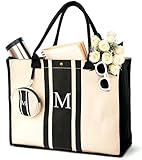 LEAFICO Bolsa de lona con inicial, Talla única