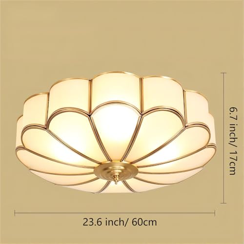 LIGHTLAND 23.6 Inch Flush Mount Ceiling Light, 6 Lights Brass Ceiling Lamp with Glass Lampshade, Vintage Close to Ceiling Light Fixtures, Art Deco Style Ceiling Light Fixture for Living Room, Style B by LIGHTLAND - Used condition - Image 4