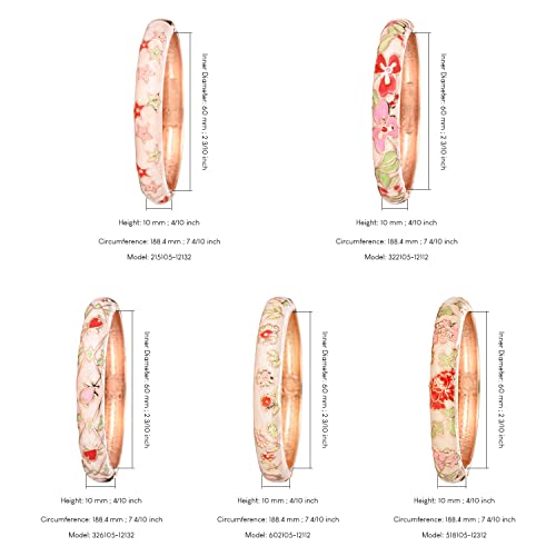 Ujoy Bangles 5 Pcs Enamel Jewelry Set Rose Gold Flower Engraved Cloisonne Bracelets Pack In A Box 5Pcs-Cwh #TOP1