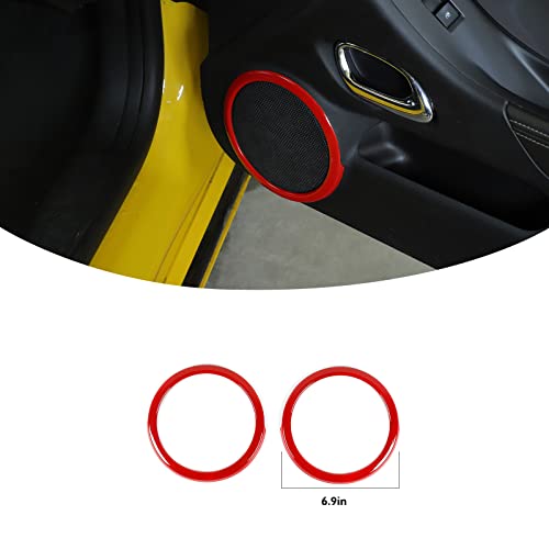 Jimen Compatible with 2012-2015 Chevrolet Camaro, 2PCS Door Audio Speaker Cover Trim (Red) by Jimen - Image 3