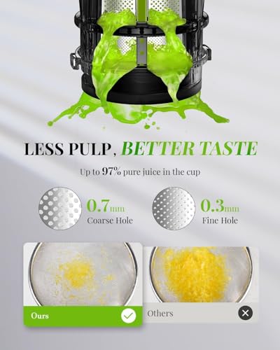 KIDISLE Juicer High Juice Yield Professional Juicer Machines Easy to Clean Cold Press Juicer Powerful Slow Masticating Juicer Small Juice Maker for Fruit and Vegetable Reverse Function 600ml Cup Brush - Image 5