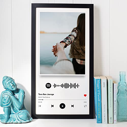Image of Ritwika's Personalized Desk Photo Frame With Customizable Spotify Song And Photo Of Your Choice | Custom Picture Plaque For Your Loved Ones (Wall Spotify 7.5 x 13.5 Inch), Synthetic Wood, Set of 1