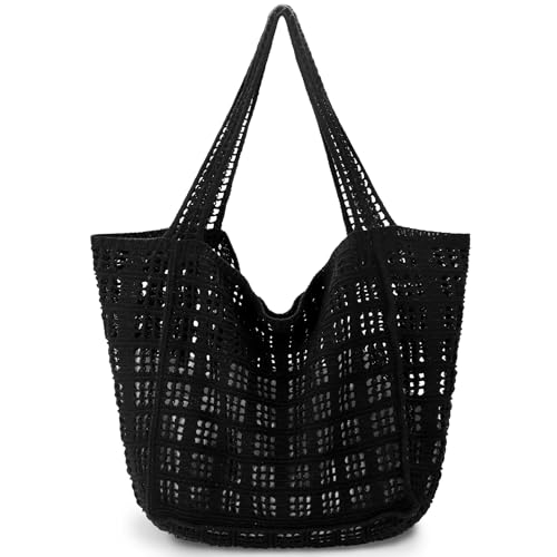 Bolso tote de crochet para mujer miniatura 1