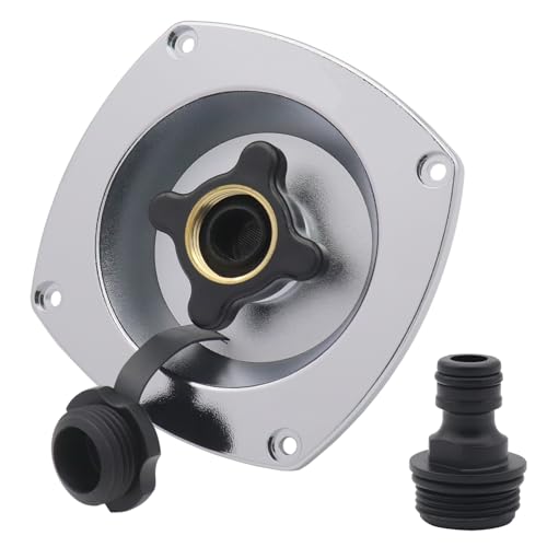 Image of RV City Inlet Connection Pressure Reducing Fill Hatch with Brass Check Valve and Quick Coupler Dustproof Inlet Hose Adapter for Fresh Water Fill Compatible with RV Boat Camper Trailer(Silver)